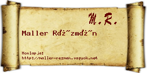 Maller Rézmán névjegykártya